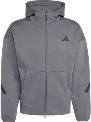 Adidas Ανδρική Ζακέτα Φούτερ με Κουκούλα και Φερμουάρ Γκρι KX7689