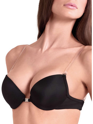 Lormar Joker Σουτιέν για Βαθύ Ντεκολτέ Push Up με Μπανέλα Μαύρο