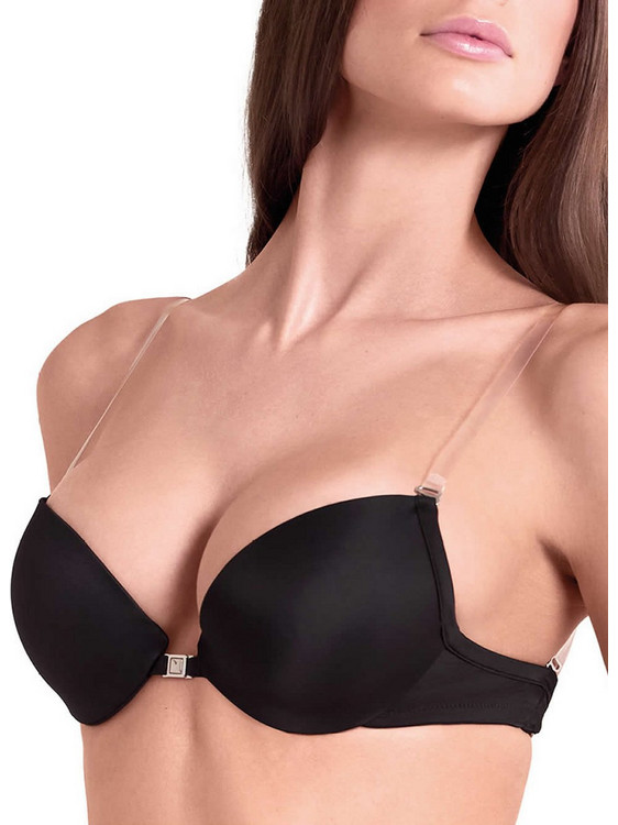 Lormar Joker Σουτιέν για Βαθύ Ντεκολτέ Push Up με Μπανέλα Μαύρο