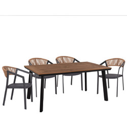 HomeMarkt Taber Σετ Τραπεζαρία Κήπου Αλουμίνιο 5τμχ Καφέ Μαύρο HM10832.01