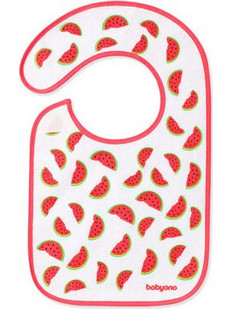 BabyOno Watermelon Σαλιάρα Υφασμάτινη με Αυτοκόλλητο 6m+ Κόκκινη