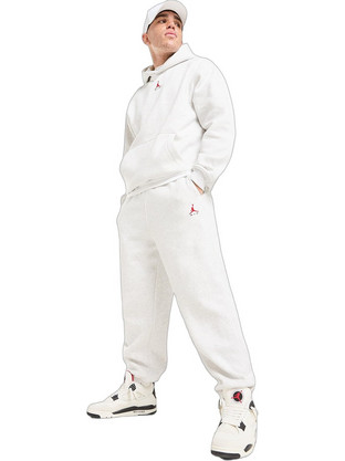 Jordan Brooklyn Ανδρικό Παντελόνι Φόρμας Fleece με Λάστιχο Λευκό IM8906-054