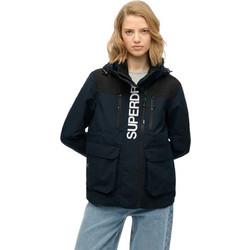 Superdry Γυναικείο Μπουφάν Χειμωνιάτικο Softshell Μακρύ Αντιανεμικό Navy Μπλε W5011847A-AFW