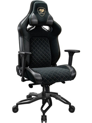 Cougar Titan Pro V2 Καρέκλα Gaming Δερματίνης με Ρυθμιζόμενα Μπράτσα Μαύρη Χρυσή