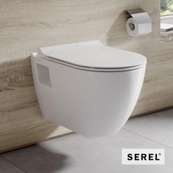 Serel Smart Λεκάνη Τουαλέτας Κρεμαστή Rimless χωρίς Καζανάκι με Κάλυμμα Slim Soft Close Λευκή SM2600SC-300