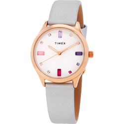 Timex Main Street Γυναικείο Ρολόι με Λευκό Δερμάτινο Λουράκι TWH6Z4410BR