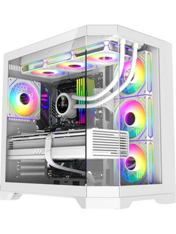 Gamemax Hype-A White Gaming Midi Tower Κουτί Υπολογιστή RGB με Πλαϊνό Παράθυρο