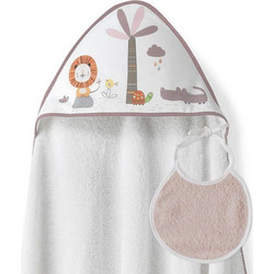 Interbaby Leon Palmera Σετ Βρεφικό Μπουρνούζι Κάπα Λευκό Ροζ 100x100cm 2τμχ