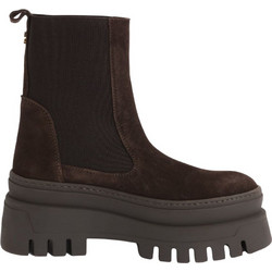 Steve Madden Γυναικεία Μποτάκια Chelsea Suede Σοκολατί με Χοντρό Χαμηλό Τακούνι 11002679-880
