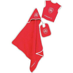 Palamaiki Olympiakos Σετ Βρεφικό Μπουρνούζι Κάπα Κόκκινο 75x75cm 3τμχ
