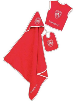 Palamaiki Olympiakos Σετ Βρεφικό Μπουρνούζι Κάπα Κόκκινο 75x75cm 3τμχ