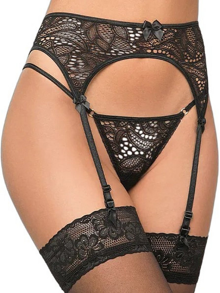 Milena By Paris Ζαρτιέρες με Δαντέλα See Through Μαύρες 5401
