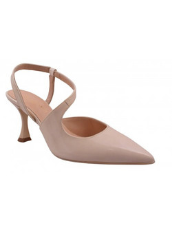 Relax Anatomic Ανατομικές Γόβες Slingback Λουστρίνι με Λεπτό Ψηλό Τακούνι Μπεζ H-71004-03