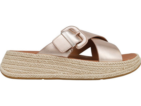 Fit Flop Καλοκαιρινές Γυναικείες Πλατφόρμες Χαμηλές Δερμάτινες Ροζ Χρυσές HJ4-323