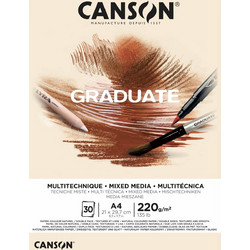 Canson Graduate Μπλοκ Σχεδίου A4 Mixed Media 220gr/m² 30 Κρεμ Φύλλα