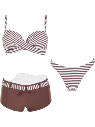 Gsecret Bikini Set Boxer Καφέ SQ67889-38345