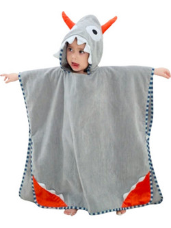 QueenMother Monster Παιδικό Πόντσο Θαλάσσης Microfiber Γκρι 59x59cm PKP02
