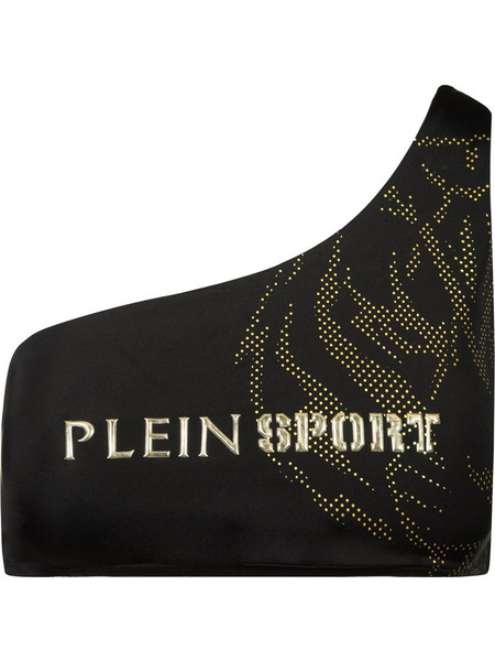 Plein Sport Bikini Top με Έναν Ώμο Μαύρο Χρυσό PS26WTP06-02