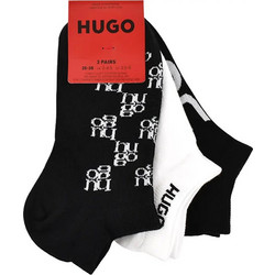 Hugo Γυναικείες Κάλτσες Κοντές Μαύρες Λευκές με Σχέδια 3Pack 50553447-001