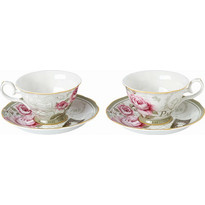For Home Floral Paris Roses Σετ Φλιτζάνια Ελληνικού Καφέ & Τσαγιού Πορσελάνης Πολύχρωμα 2τμχ Μ33460-3