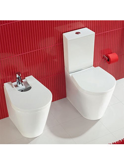 Kolossos Sanitara Glam Λεκάνη Τουαλέτας Δαπέδου Κάτω Σιφώνι με Καζανάκι & Κάλυμμα Λευκή 266210-266223-266220