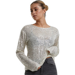 Urban Classics Γυναικείο Χειμερινό Top με Παγιέτες Ασημί TB6997-02903