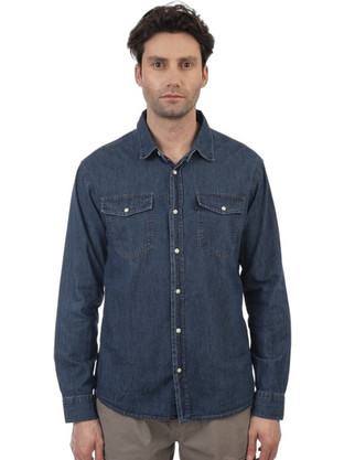 Double Ανδρικό Πουκάμισο Denim Plus Size