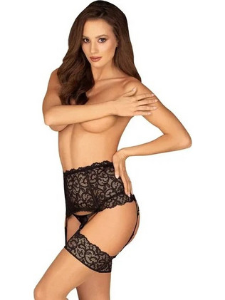 Obsessive Joylace Ζαρτιέρες με Δαντέλα See Through Μαύρες 5901688229415