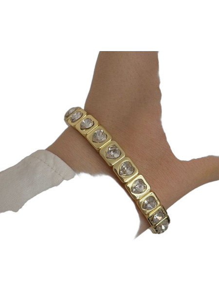 Heliophilia Silver Γυναικείο Βραχιόλι Χειροπέδα με Καρδιά Xρυσό 600KNS1261