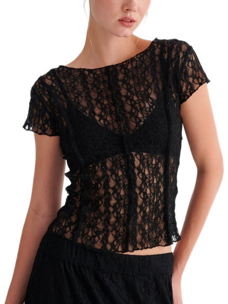 Attrattivo Γυναικείο Καλοκαιρινό Crop Top Μαύρο 9924343