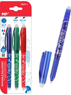 MP Σετ Στυλό Gel που Σβήνει 0.7mm Πολύχρωμο 3τμχ PE217-1
