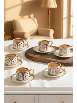 Stewe Home Σετ Φλιτζάνια Espresso & Ελληνικού Καφέ Πορσελάνης Πολύχρωμα 100ml 6τμχ STE-037660-P37660