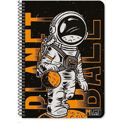 Must Planet Ball Σπιράλ Τετράδιο Ριγέ B5 120 Φύλλων 4 Θεμάτων Μαύρο 586582