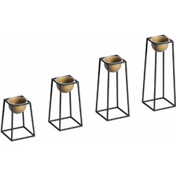 Aberto Design Κασπώ Δαπέδου Εσωτερικού Χώρου Μεταλλικό με Βάση Μαύρο Χρυσό 22x60cm 4τμχ 247HFM1165