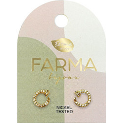 Farma Bijoux Γυναικεία Σκουλαρίκια Καρφωτά από Ορείχαλκο Xρυσά με Ζιργκόν BEG025