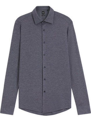 Hugo Boss Ανδρικό Πουκάμισο Μακρυμάνικο Slim Fit Ανθρακί 50561622