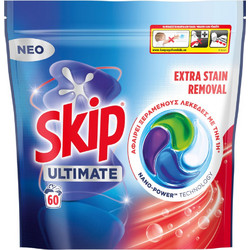 Skip Ultimate Extra Stain Removal Απορρυπαντικό Πλυντηρίου σε Κάψουλες 60 Πλύσεις