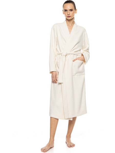 Pink Label Γυναικεία Ρόμπα Χειμωνιάτικη Fleece Εκρού W2019