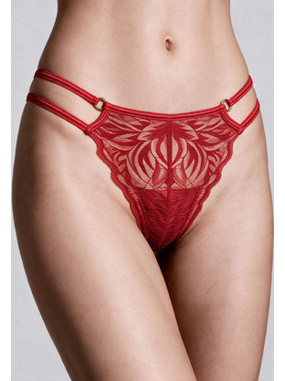 Milena By Paris Γυναικείο Sexy String με Δαντέλα Κόκκινο 6990