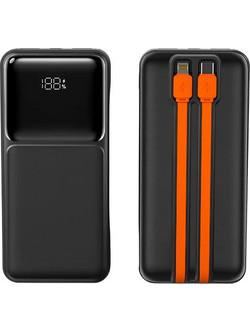 Ezra PB84 Power Bank 10000mAh 22.5W με Ενσωματωμένα Καλώδια USB-C & Lightning Quick Charge 3.0 & Power Delivery Black