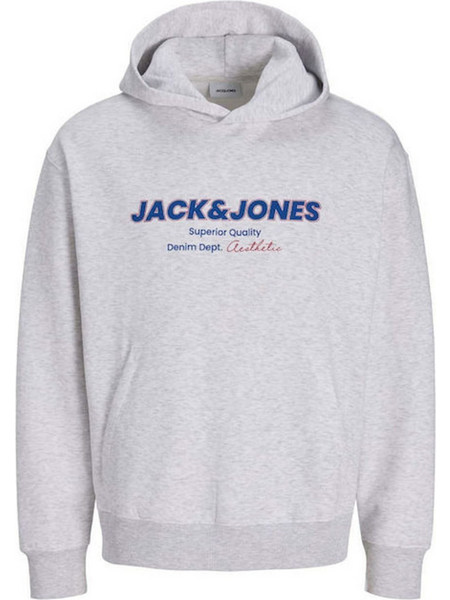 Jack & Jones Ανδρικό Φούτερ με Κουκούλα & Τσέπες Γκρι 12298471
