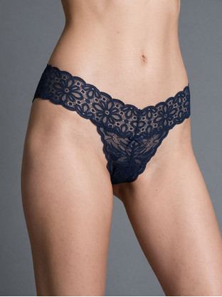 Milena By Paris Γυναικείο Sexy String με Δαντέλα Navy Μπλε 7580