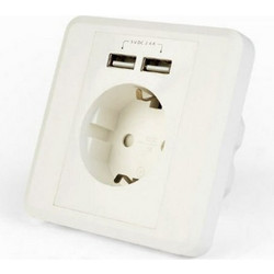 ENERGENIE AC WALL SOCKET WITH 2 PORT USB CHARGER 2.4A WHITE - (EG-ACU2A2-01)