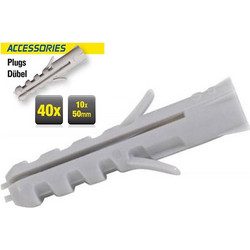 Ούπα πλαστικά σετ 40 τεμάχια 10x50 mm, σε χρώμα γκρι, Kinzo 72048