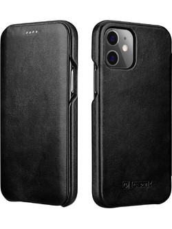 iCarer Vintage Series Curved Edge Folio Δερμάτινη Θήκη Black (iPhone 12 mini)