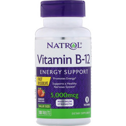 Natrol Vitamin B12 5000mcg Strawberry 100 Ταμπλέτες