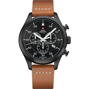Swiss Military by Chrono Ανδρικό Ρολόι Χρονογράφος με Καφέ Δερμάτινο Λουράκι SM34076.08 Swiss Military by Chrono Ανδρικό Ρολόι Χρονογράφος με Καφέ Δερμάτινο Λουράκι SM34076.08