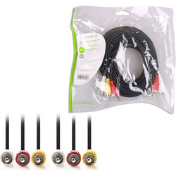 NEDIS CVGP24300BK100 Composite Video Cable 3x RCA Male-3x RCA Male,10 m,Black