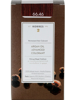 Korres Argan Oil Advanced Colorant 66.46 Έντονο Κόκκινο Βουργουνδίας Μόνιμη Βαφή Μαλλιών Χωρίς Αμμωνία 50ml