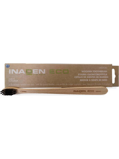 Inaden Eco Wooden Medium Οδοντόβουρτσα Μαύρη